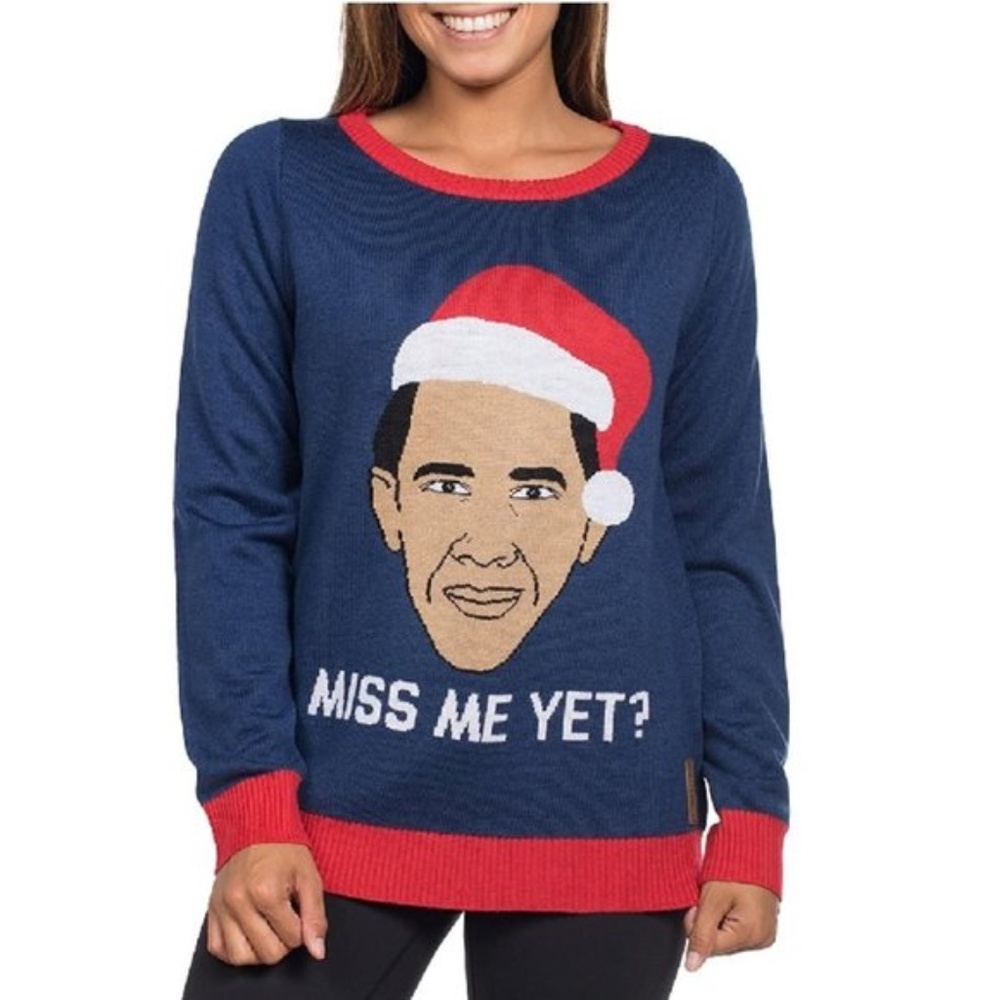 TIPSY ELVES Obama Funny Ugly Christmas Sweater